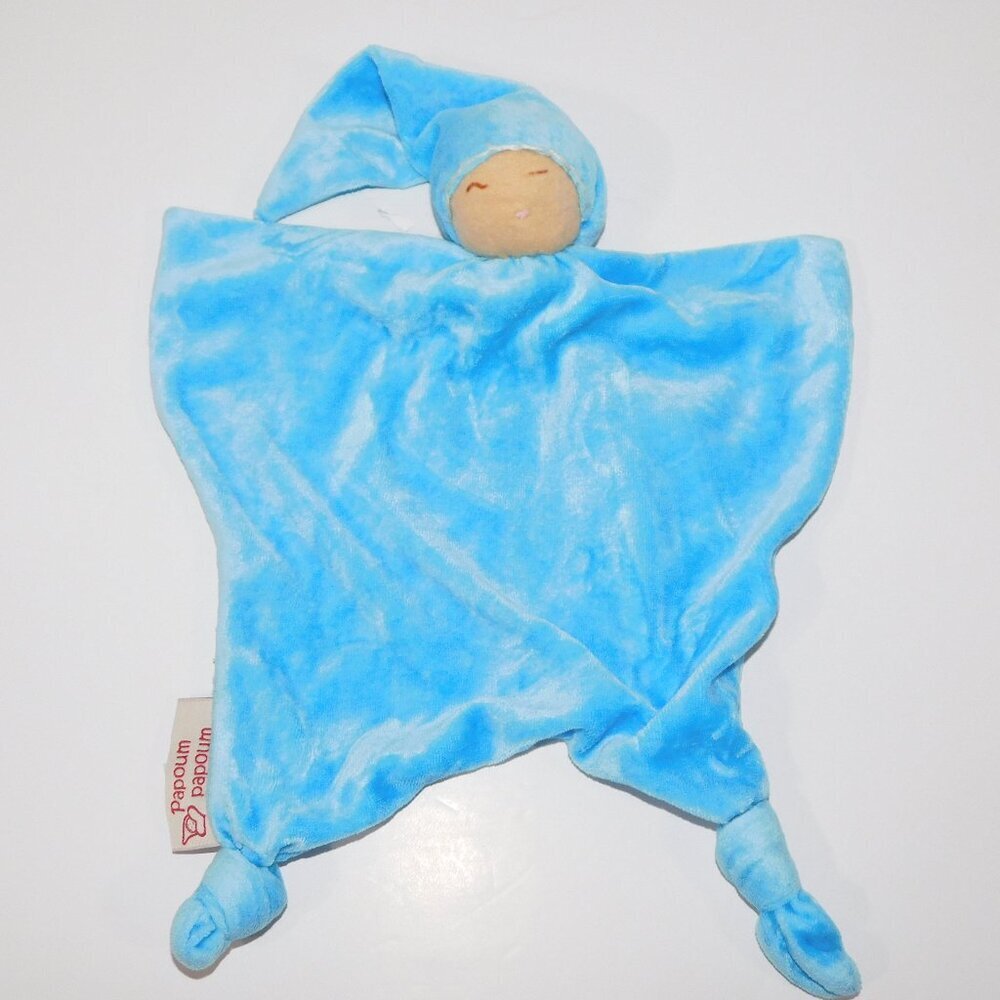 Papoum Doudou poupee Blue Security Blanket Plush Comforter Doll Baby Lovey